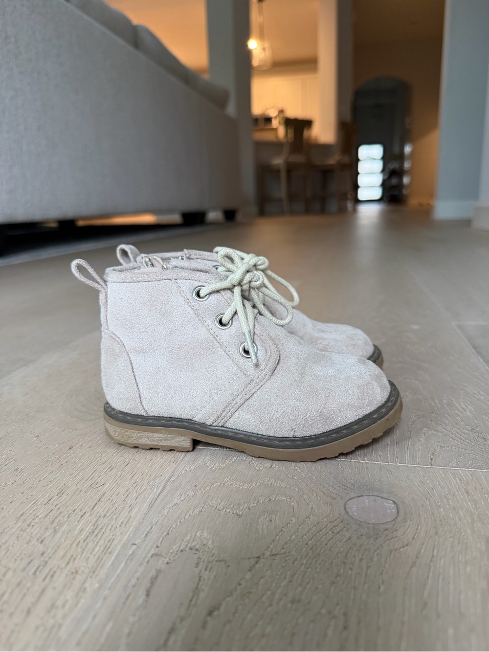 Bums & Roses Girls Taupe Faux Suede Lace-Up Ankle Boots
